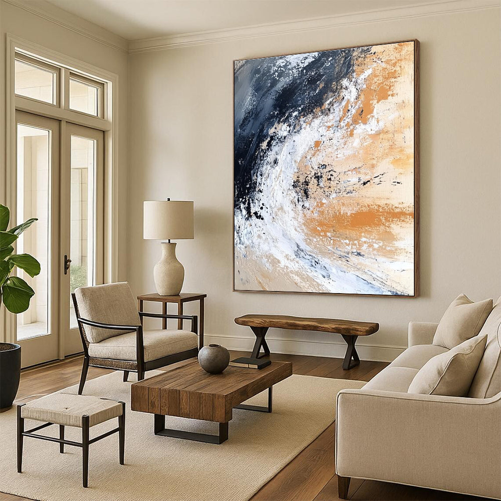 Earth - Toned Abstract Wave for Industrial - Chic Home & Minimalist Art Space STSC555