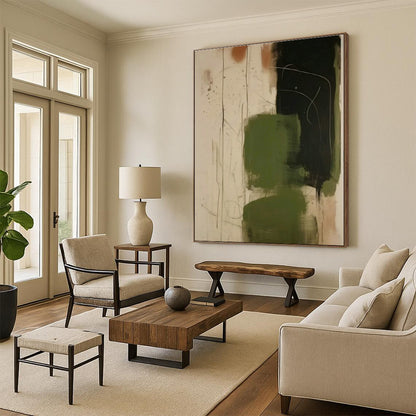 Olive - Black Abstract Art for Rustic Hunting Lodge & Modern Art Gallery DLZ0846