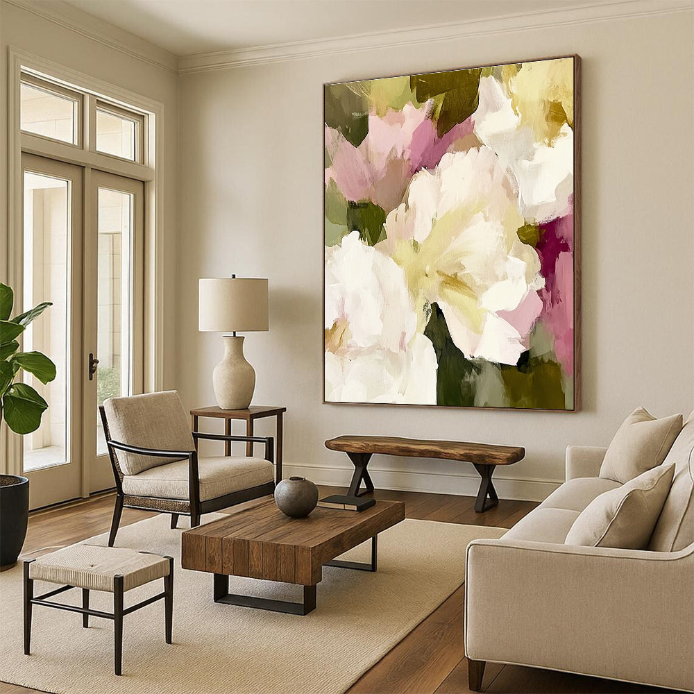 Delicate White - Pink Flower Art for Bridal Suite & Tea Room STSC055