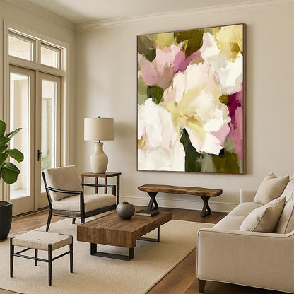 Delicate White - Pink Flower Art for Bridal Suite & Tea Room STSC055