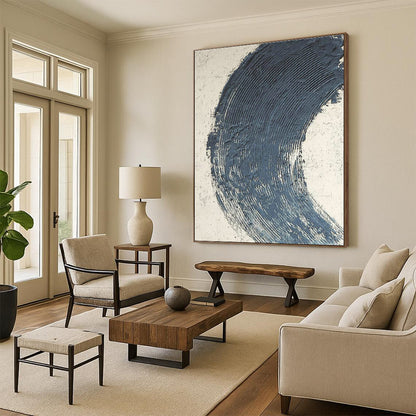 Deep Blue Arc Abstract Art for Luxury Hotel Lobby & Art - Lovers’ Study DLZ0663