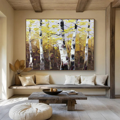 Golden Birch Forest Painting for Autumn - Themed Restaurant DLZ3010