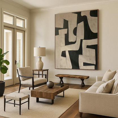 Black - White Geometric Art for Contemporary Home Stairwells DLZ0182