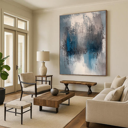 Blue and Gray Abstract for Minimalist Bedroom & Serene Meditation Room STSC577
