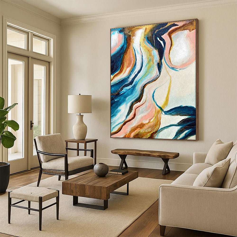 Fluid Abstract Art for Modern Home Bathroom Walls DLZ0032