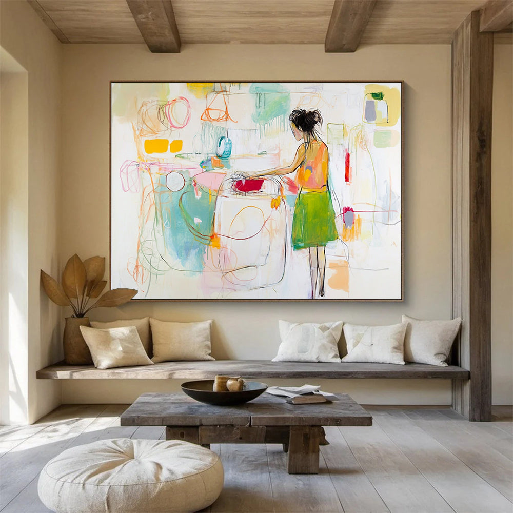 Abstract Figure in Colorful Space Art for Bohemian Café & Art - Inspired Bedroom SC184