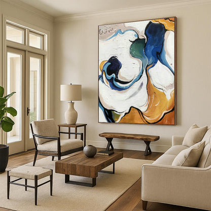 Curved Color Abstract Art for Living Room & Bedroom DLZ0465