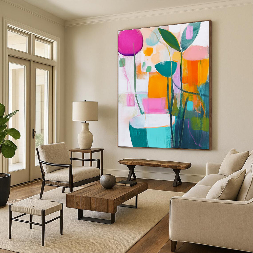 Colorful Abstract Flowers for Bohemian Living Room & Art Café STSC1180
