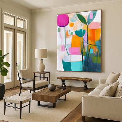 Colorful Abstract Flowers for Bohemian Living Room & Art Café STSC1180