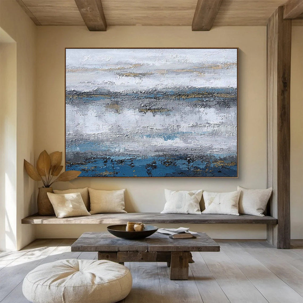 Gray - Blue - Gold Abstract for Luxury Hotel Lobby DLZ2993