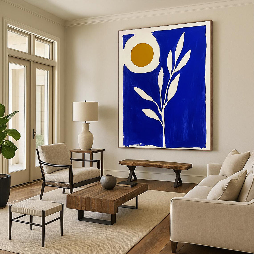 Blue Botanical with White and Gold Circle for Luxury Spa & Bohemian - Chic Bedroom STSC921