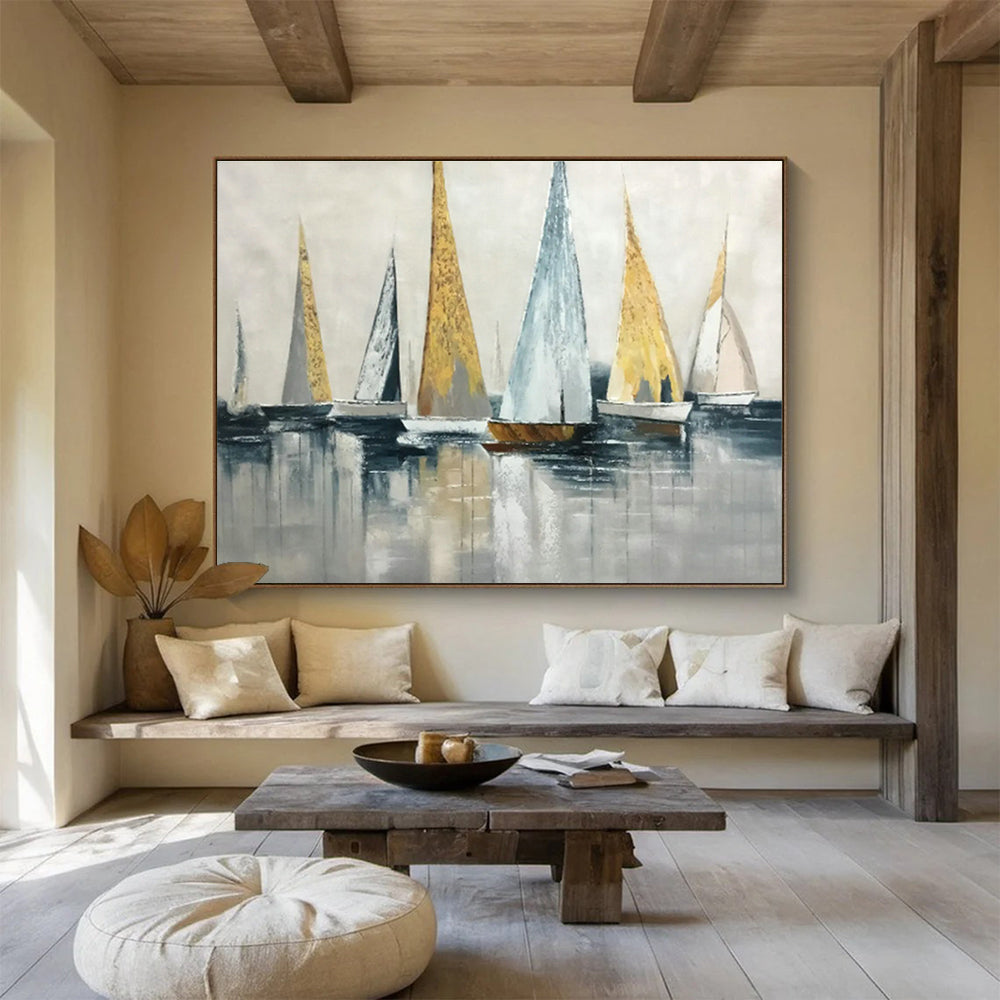 Sailboat Sea View Painting for Nautical - Themed Living Rooms DLZ2553