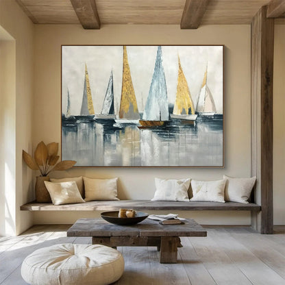 Sailboat Sea View Painting for Nautical - Themed Living Rooms DLZ2553