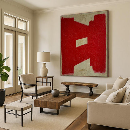 Red Geometric Abstract Art for Contemporary Café & Art Studio DLZ1083