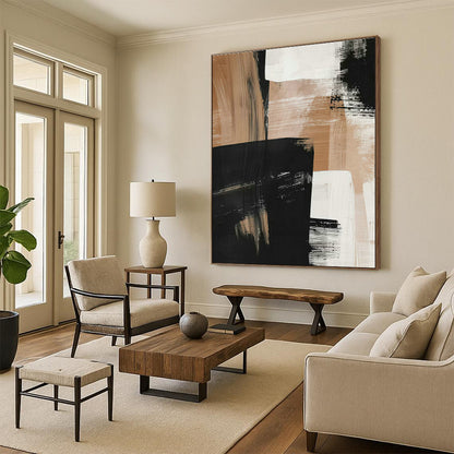 Brown - Black Abstract Painting for Industrial - Style Loft & Corporate Boardroom DLZ0659