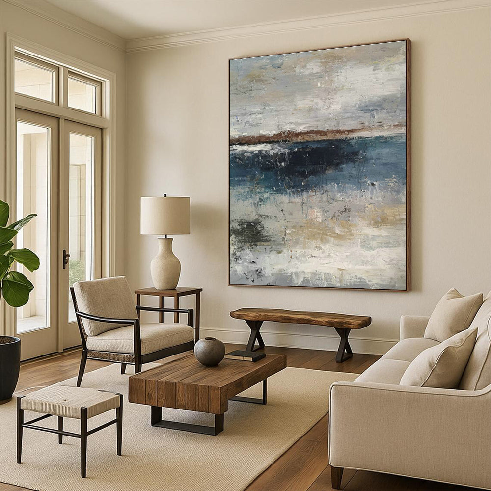 Gray - Blue Seaside Abstract Art for Nautical - Themed Home & Coastal Restaurant DLZ0768