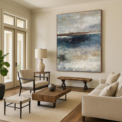 Gray - Blue Seaside Abstract Art for Nautical - Themed Home & Coastal Restaurant DLZ0768