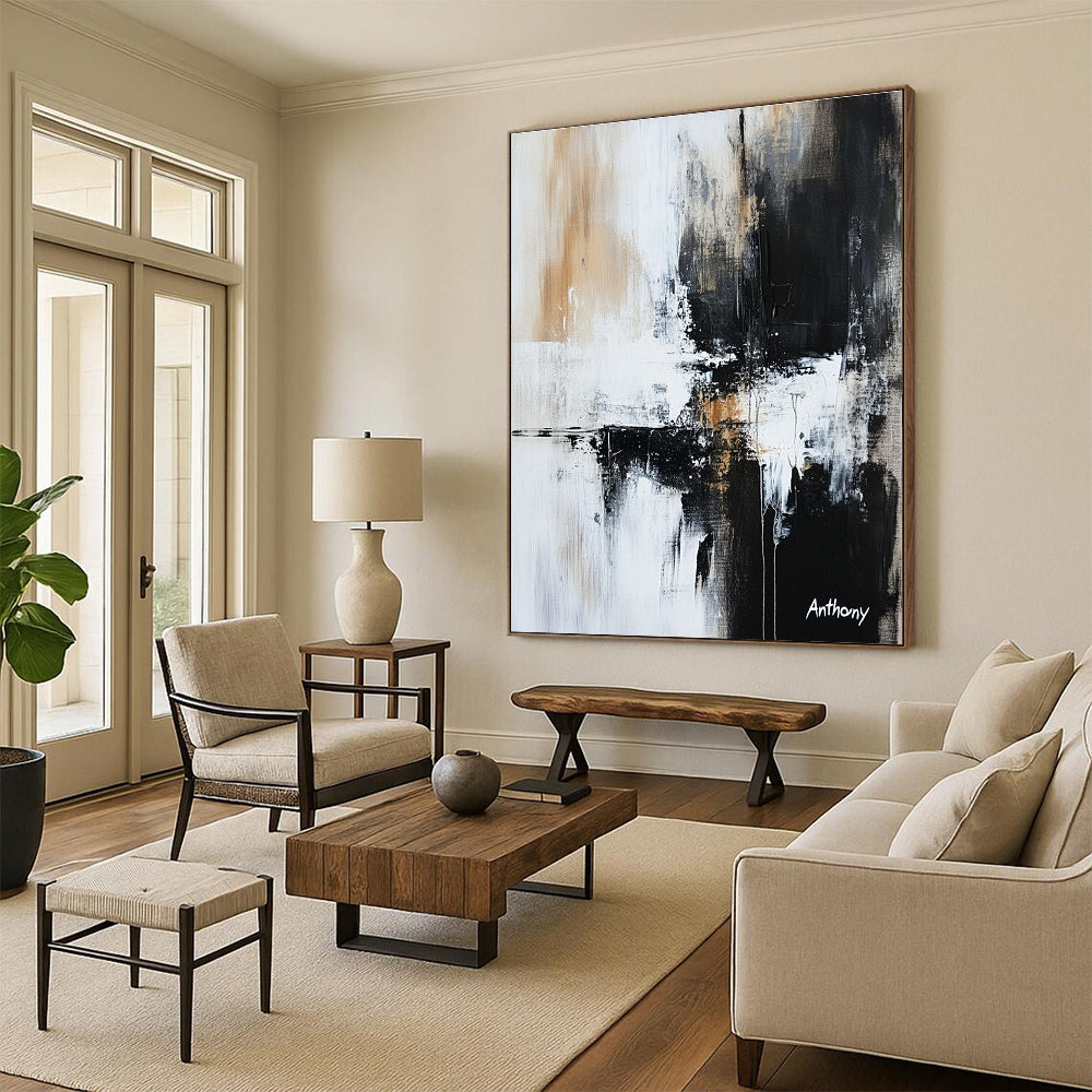 Monochromatic Abstract with Drips for Industrial - Chic Loft & Contemporary Art Gallery STSC741