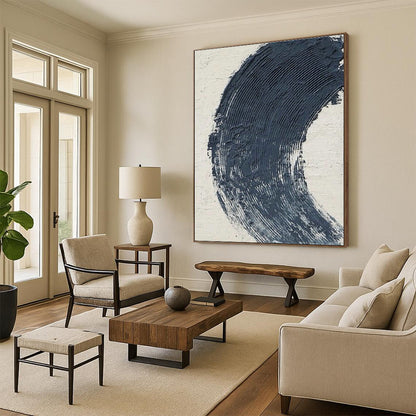 Dark Curved Stroke Art for Modern Home Library & Moody Coffeehouse DLZ1525