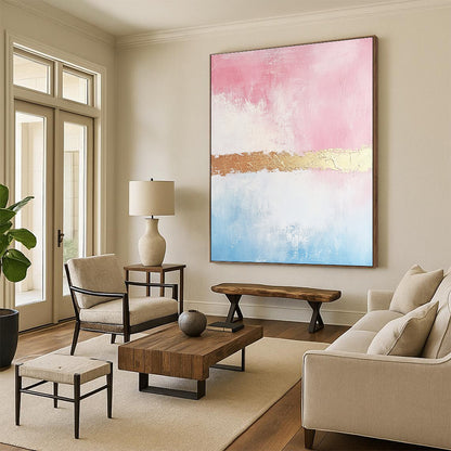 Pink and Blue Abstract with Gold for Bohemian - Style Bedroom & Chic Home Bar STSC454