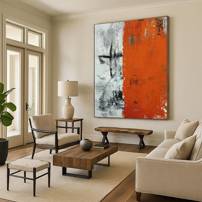 Orange - Grey Abstract Art for Living Room & Bedroom DLZ0494