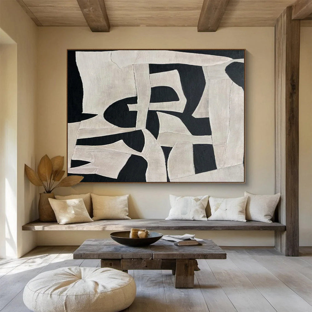 Black - White Geometric Abstract Art for Modern Office Receptions DLZ2475