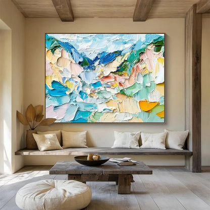 Colorful Mountain Palette Knife Art for Modern Art Gallery Focal Walls DLZ3188