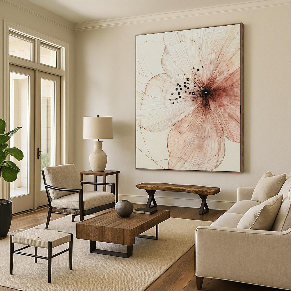 Delicate Flower Drawing for Botanical Illustration Studio & Minimalist Home Bedroom STSC948