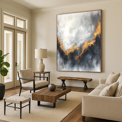 Grey and Gold Curved Abstract for Modern Art Gallery & Creative Studio STSC397