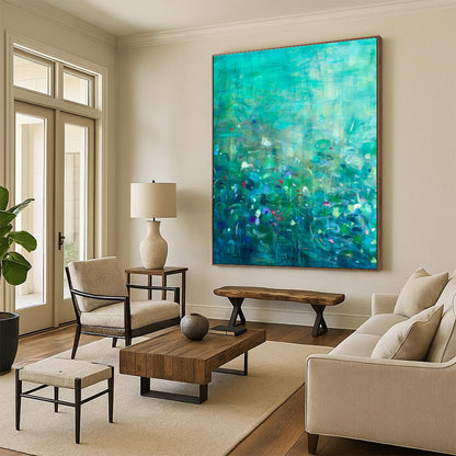Green - Blue Floral Art for Spa Wellness Center Relaxation Zones DLZ0158
