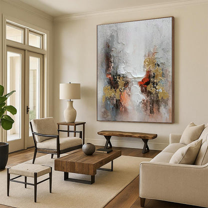 Colorful Gold - Accented Abstract Art for Luxury Hotel Suite & Home Dining Room DLZ1175