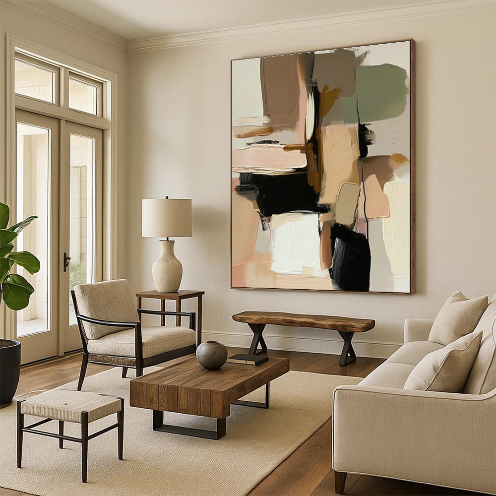 Blush - Beige - Brown Abstract Art for Bridal Suite & Boutique Café DLZ1247