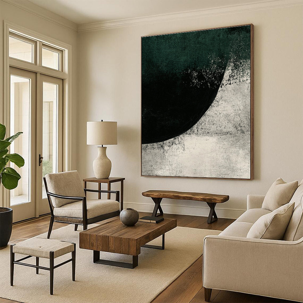 Dark Green and Black Abstract for Modern Art Studio & Dramatic Entryway STSC524