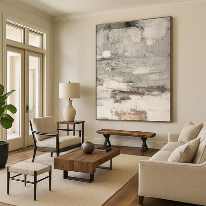 Gray - White - Brown Textured Art II for Rustic Café & Art - Themed B&B DLZ1869