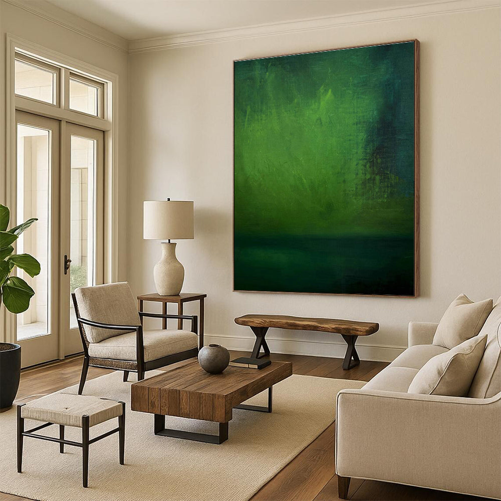 Deep Green Gradient Abstract Art for Home Library & Yoga Studio DLZ1195