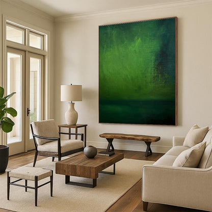 Deep Green Gradient Abstract Art for Home Library & Yoga Studio DLZ1195