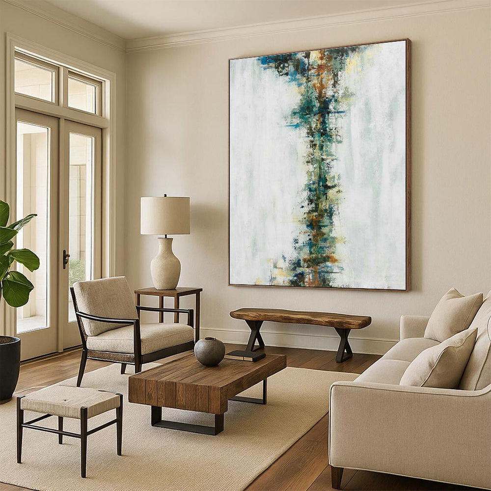 White - Blue - Green Abstract Art for Minimalist Home Entryway Walls DLZ0024
