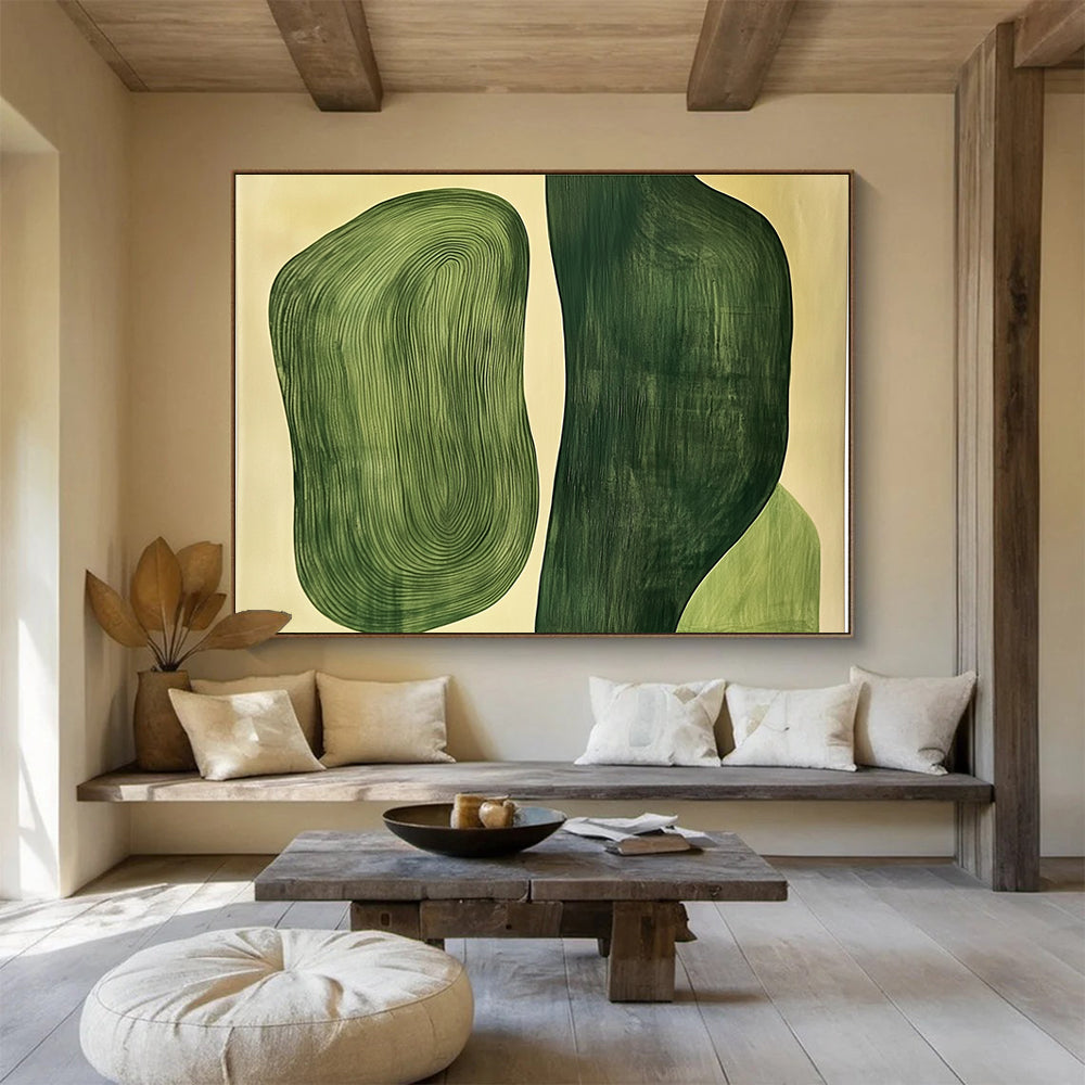 Green Organic Shapes Art for Eco - Friendly Café & Nature - Themed Bedroom SC204