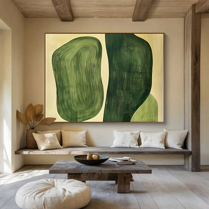 Green Organic Shapes Art for Eco - Friendly Café & Nature - Themed Bedroom SC204