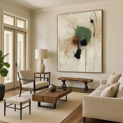 Green and Black Abstract for Sophisticated Dining Area & Art Gallery Hallway STSC1186