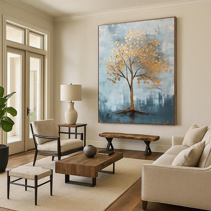 Golden Tree Abstract for Art - Loving Living Room & Wellness Center STSC838