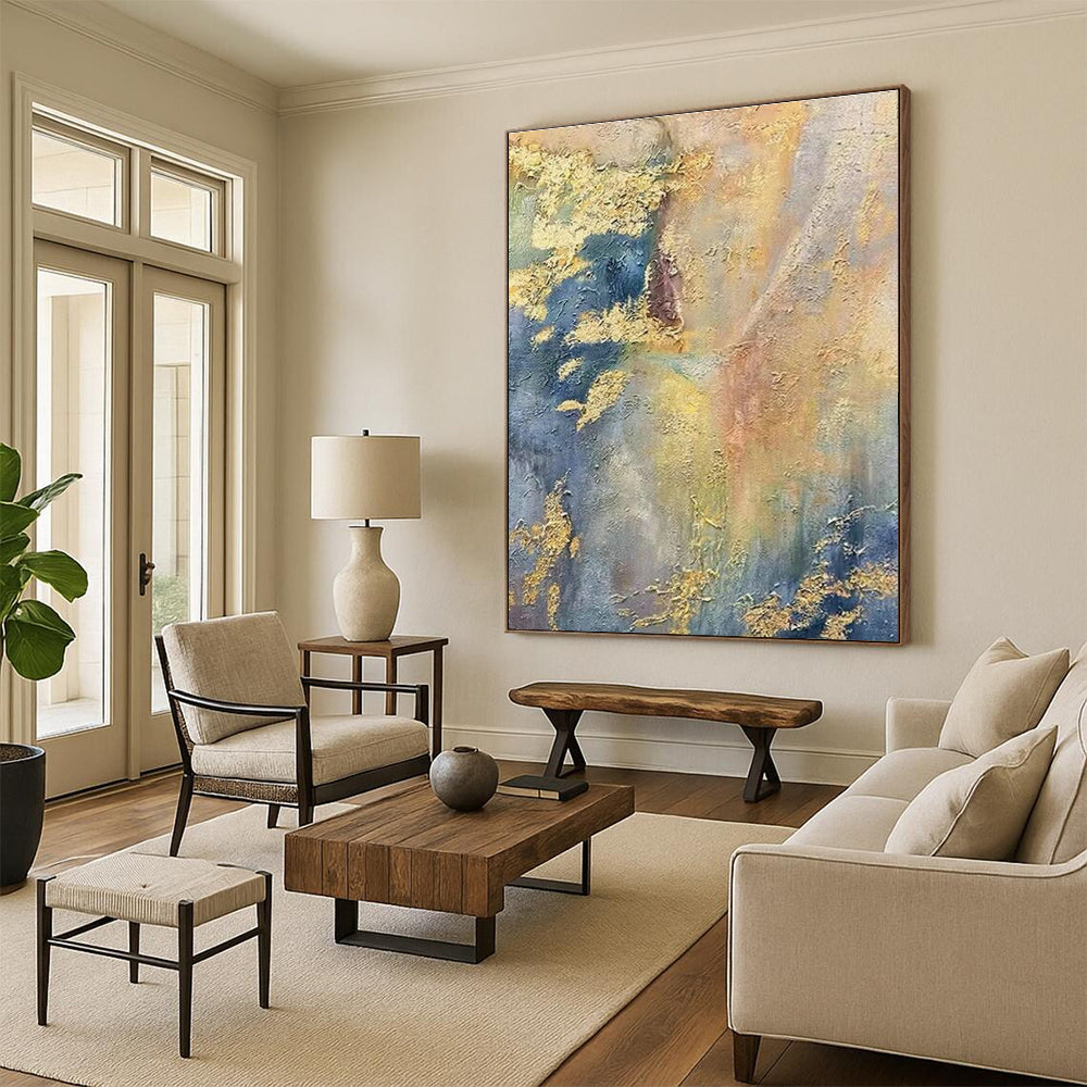 Gold - Blue Gradient Abstract for Coastal Penthouse & Art Deco Rooftop Bar DLZ0909