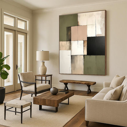 Muted Color Block Grid for Sophisticated Library & Minimalist Home Office STSC765