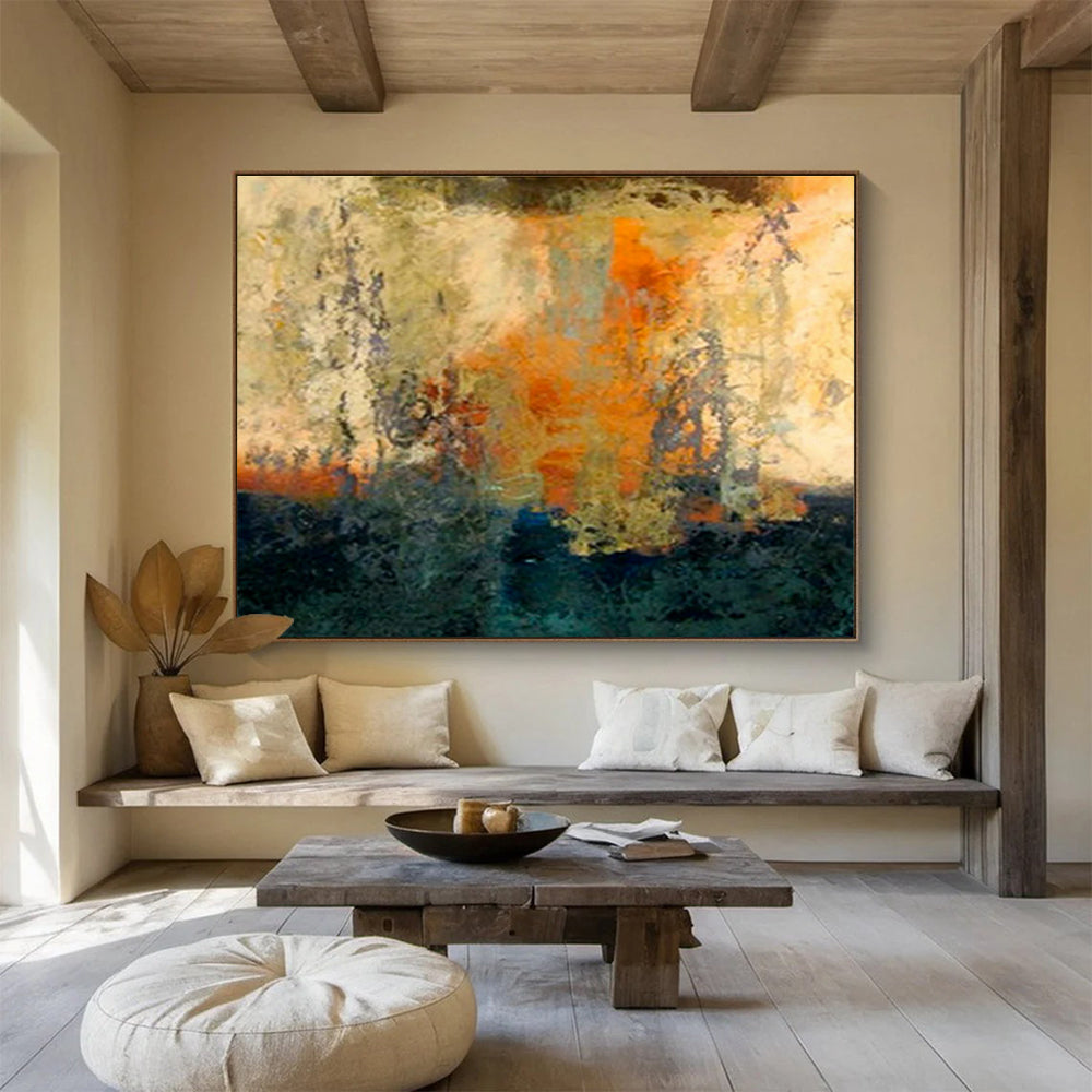 Orange - Yellow Hazy Abstract Art for Warm Living Area DLZ2762