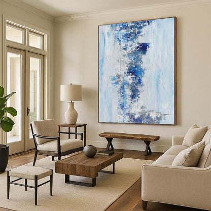 Blue - White Abstract Art for Coastal Home Entryway Walls DLZ0072