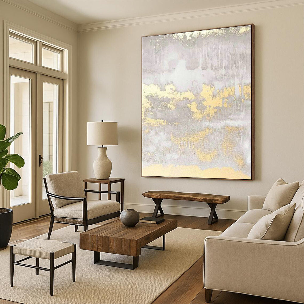 Gold - Gray Abstract for Sophisticated Hotel Lobby & Luxury Rooftop Bar DLZ0958