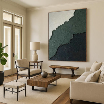 Gray - Green - Black Layered Abstract Art for Industrial Home & Art Studio DLZ1225