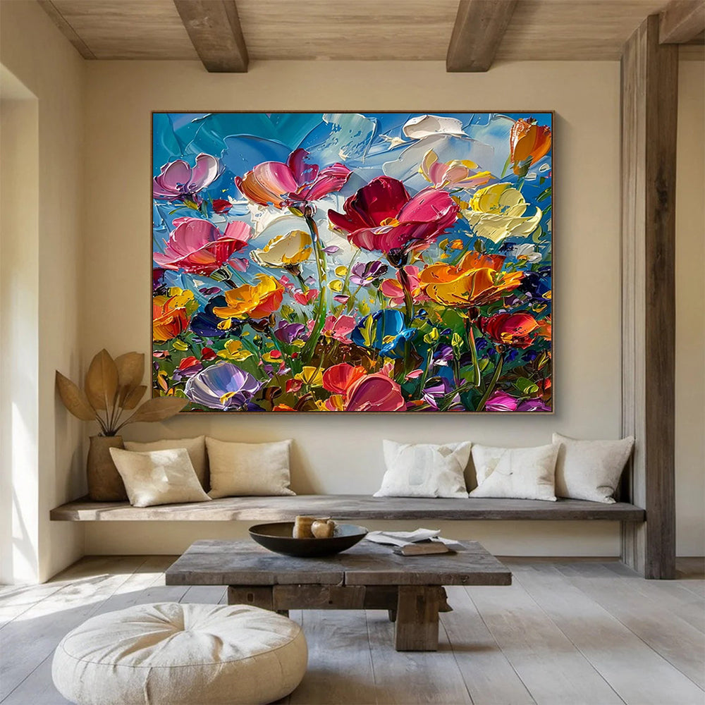 Colorful Flower Oil Painting for Bohemian - Style Garden Party Venues DLZ3178