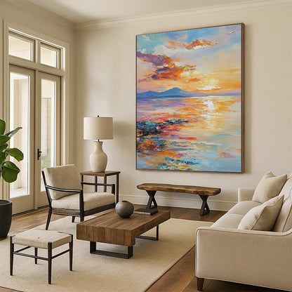 Colorful Sunset Landscape for Coastal Vacation Home & Art Gallery Exhibition STSC865