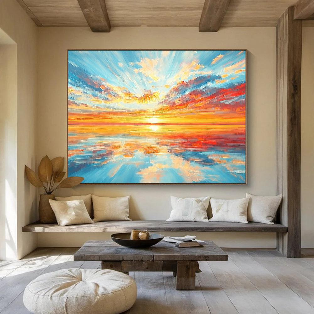 Breathtaking Sunset Over Sea Art for Coastal Living Room & Beachfront Hotel SC403